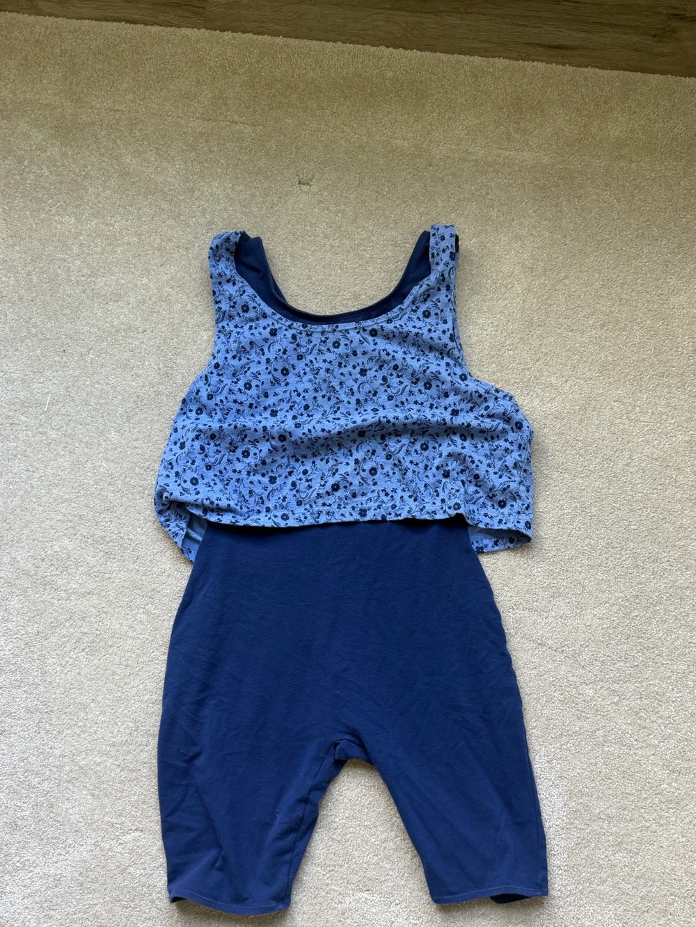 Blue Floral Layered womens Romper